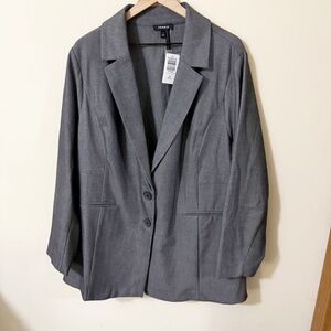 NWT Torrid Womens Gray Button Blazer Size 3 Office Preppy Business Casual